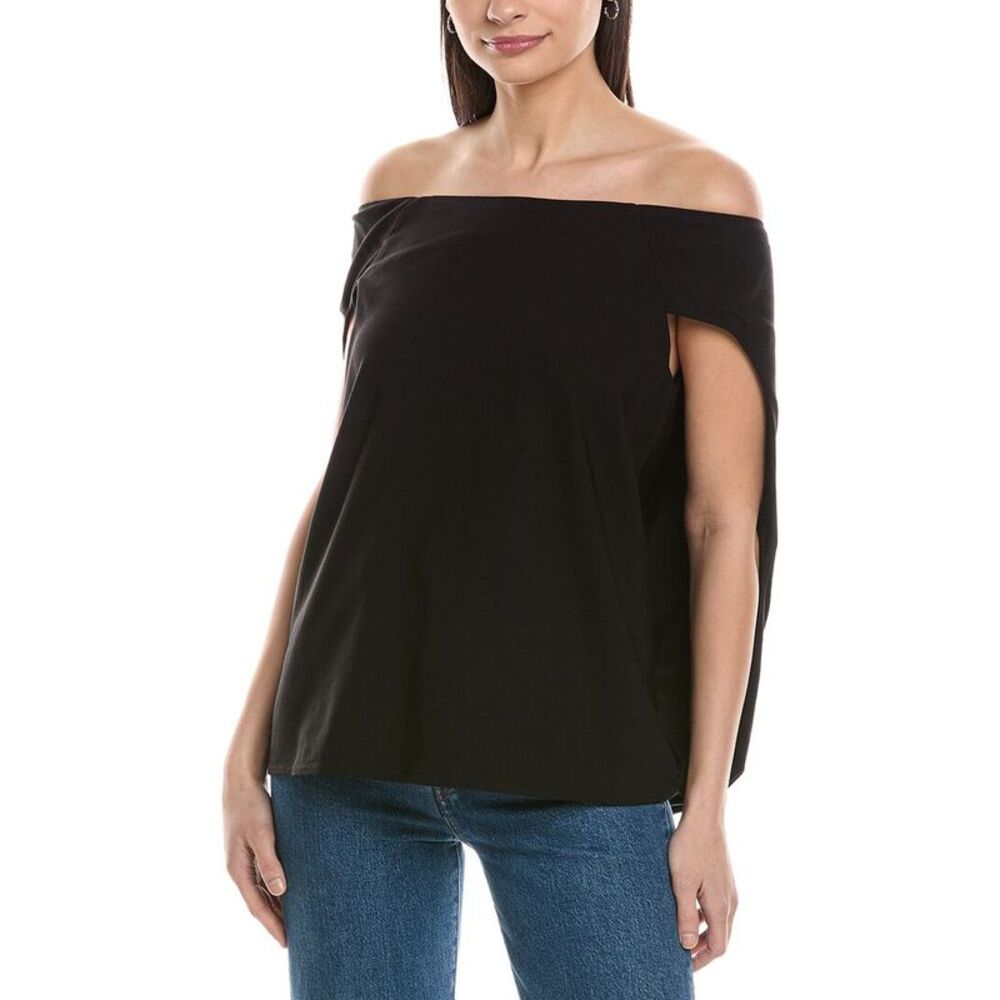 Weworewhat Womens Off-Shoulder Cape Top, Black